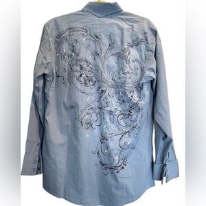 Brooks And Dunn Panhandle slim Western Long Sleeve Shirt - Size M - Embroidered